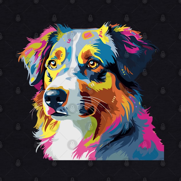 Australian Shepherd Dog - Aussie Shepherd Dog Colorful by Kudostees